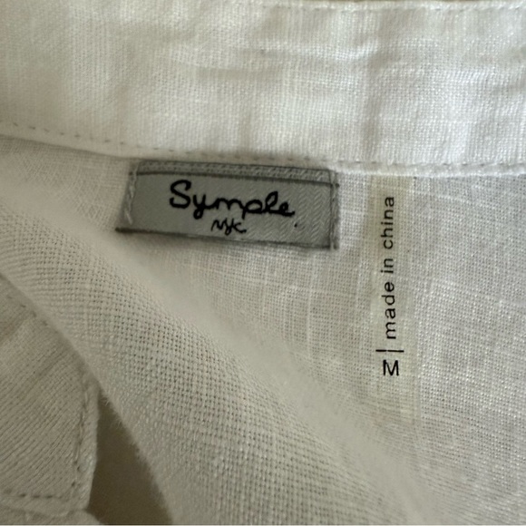 Symple NYC | White Button Down Shirt | 100% Linen | Sz M - Picture 5 of 6